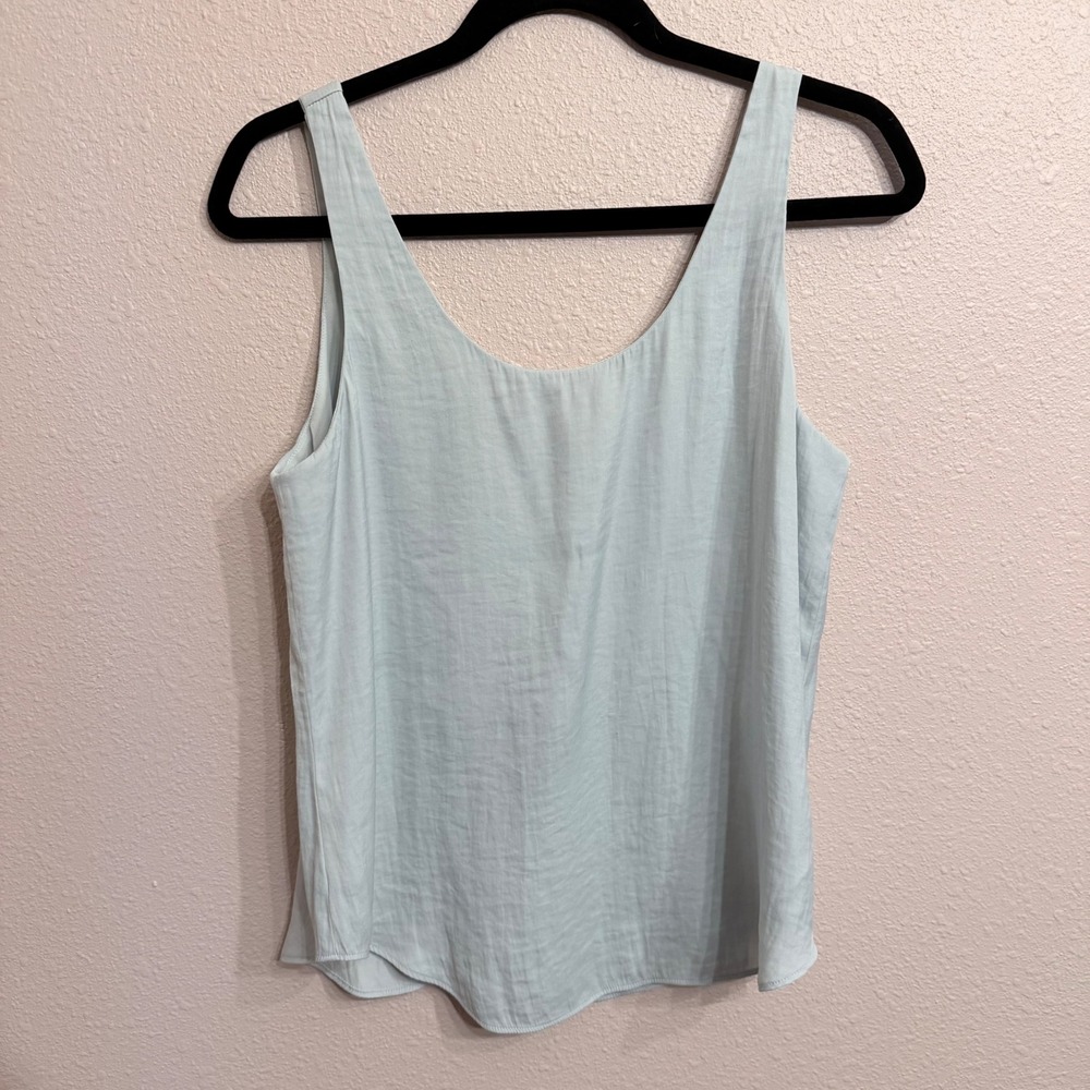 Banana Republic Women Light Green Scoop Neck Tank Top Slub Texture Size S